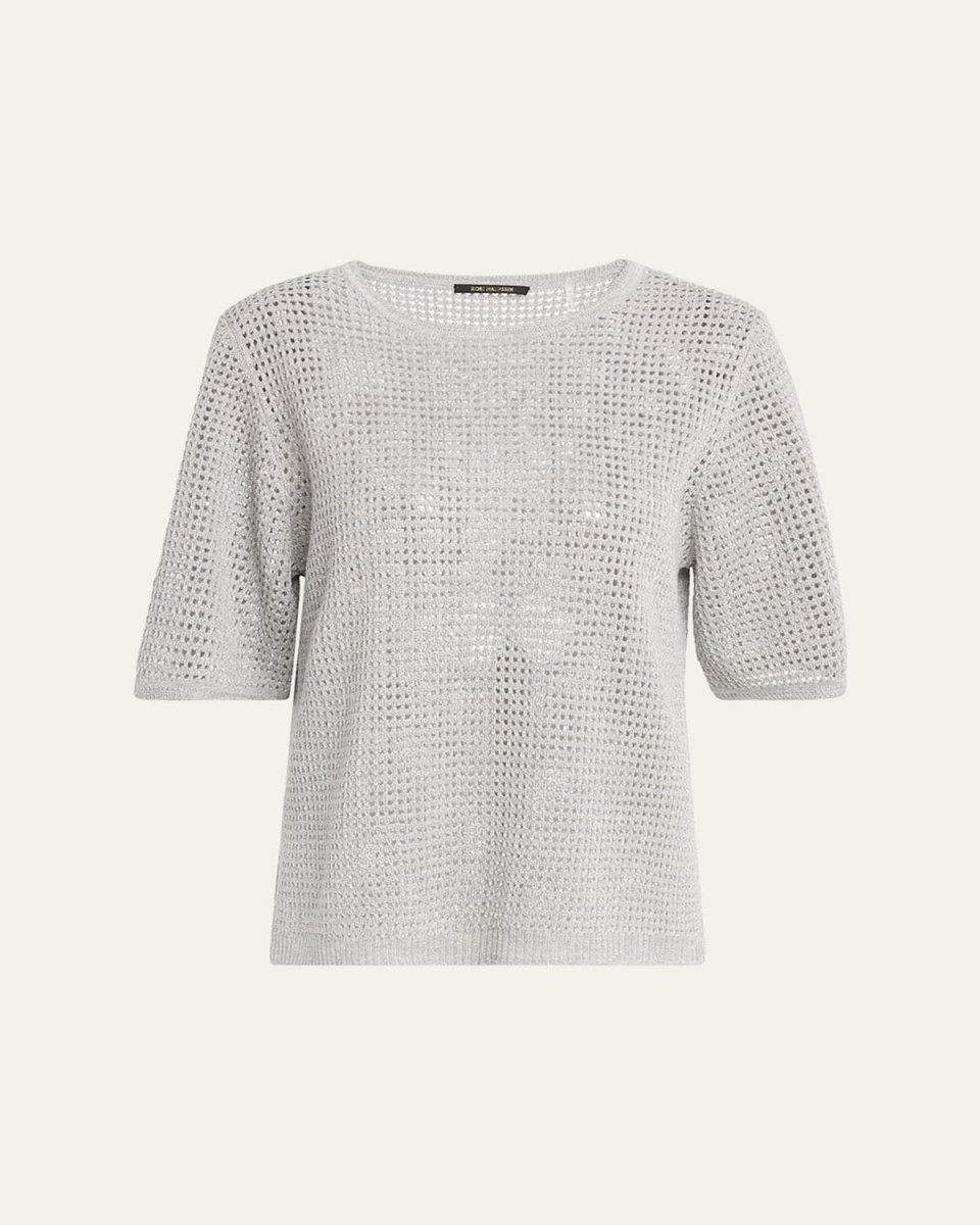 Crewneck Mesh-Knit Sweater